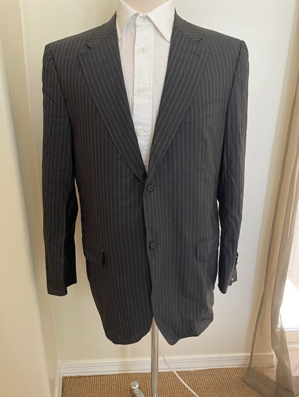 CANALI Striped Wool Double Vent Suit Jacket Blazer Italy 46L